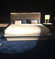 Ensemble de meubles de chambre à coucher de luxe Bugatti, lit double en cuir pour villa, cadre en bois massif, design moderne pour appartement et maison