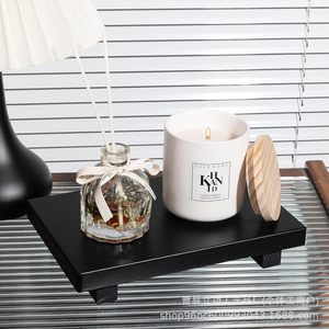 Nordic Style Solid Wood <b>Desktop</b> Storage Rack Rectangle Black Tabletop Mount Office Organizer for Aromatherapy Cups Perfumes - Product Image 1