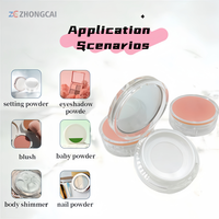 En stock, faible MOQ, 13g, compact carré rose vide avec miroir et houppette, matériel d'emballage pour maquillage