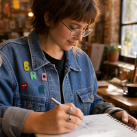 Ensemble de pin's de revers en émail personnalisés avec lettres monstres, badges animaux de dessin animé, broches, mignons souvenirs et cadeaux promotionnels