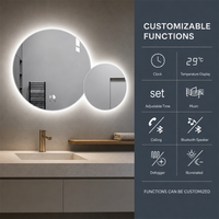 Miroir de salle de bain LED lumineux à deux cercles combinés, avec détection tactile et rétroéclairage, à suspendre au mur, pour la maison, l'hôtel, commandes en gros