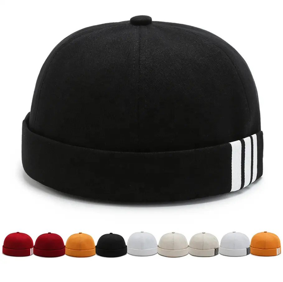 New Arrival Herren Rolled Cuff Cotton Brimless Vermieter Hut Skull cap Herren Tanz Hip Hop Cap Sommer Runde Docker Sailor Hat