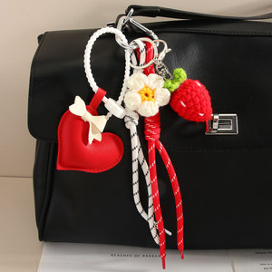 Mode grand coeur gland <span class=keywords><strong>porte</strong></span>-clés Punk fille à la main chaîne femmes sac fraise fleur tressé corde pendentif <span class=keywords><strong>porte</strong></span>-clés - Product Image 2