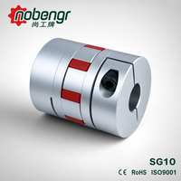 Coupleur araignée remplaçable en aluminium argenté avec pince élastomère rouge, radial à jeu nul pour moteur pas à pas, vis à billes, encodeur CNC