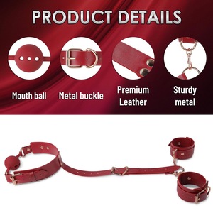 SM Sex Props Esposas traseras de cuero con tapón bucal para hombres y mujeres Encuadernación y Bondage Entrenamiento Juguetes sexuales - Product Image 4