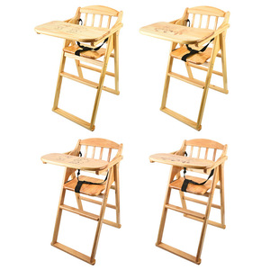 Trona para Bebés de Madera Maciza Plegable con Bandeja 0-12 Meses Color Natural - Product Image 4