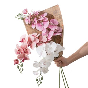 Orquídea Phalaenopsis Artificial, Flor de Goma Suave y Realista, Decoración para Bodas y Hogar, Verde Parduzco, Rojo Claro MW31008 - Product Image 4