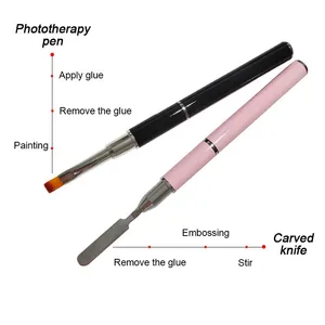Nuevo Juego de 1/3 Pinceles para Decoración de Uñas, Pincel Pequeño para Manicura Francesa, Pincel para Gel Constructor 2 en 1, Diseño XJS01 - Product Image 1