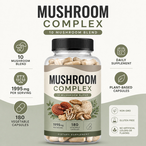 Cápsulas de Complejo de Hongos Mixtos Orgánicos, Veganos, Sin Gluten, Naturales y Bajos en Grasa, Suplemento Inmunológico para Adultos, No Apto para Mujeres Embarazadas - Product Image 5