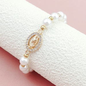 KOMI Miraculeuse Vierge Marie Médaille Charme Bracelets Cadeaux pour Femme Élastique Stretch Perle Perlé Bracelets pour Fille Dainty Bijoux - Product Image 4