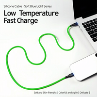Cable USB LED de Silicona Líquida de 240W al por Mayor, Cable de Carga Rápida RGB con Logotipo Personalizado, Tipo C a Tipo C/A a OEM
