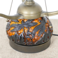 Lampe de chevet en verre teinté motif libellule, lumière chaude, style rétro, pour chambre à coucher, bureau, hôtel, café, style campagnard américain, romantique