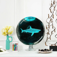 HANTANG 6cm Lampe de nuit LED 3D en forme de boule de cristal, écologique, durable, décorative, recyclable, blanc chaud, alimentée par USB, Art Déco