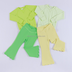 Completo Sportivo per Ragazze 2 Pezzi Set Yoga con <span class=keywords><strong>Pantaloni</strong></span> a Zampa e Giacca Abbigliamento da Allenamento per Bambini Abbigliamento Sportivo - Product Image 3