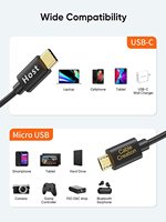 Câble OTG Type-C vers Micro USB Court de 0,65 pi CableCreation avec Connecteurs Plaqués Or et Charge Rapide 3A pour Ordinateur et Appareil Photo