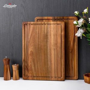 <span class=keywords><strong>Planche</strong></span> à découper en bois d'acacia épaisse, carrée, double face, de qualité alimentaire, en gros, avec évier - Product Image 6