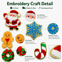 En gros, Badges brodés thermocollants en chenille de Noël (Père Noël, Bonhomme de pain d'épices, Sapin) en stock, prêts à être expédiés