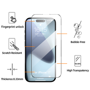 Protecteur d'écran en verre trempé à couverture complète pour <span class=keywords><strong>iPhone</strong></span> 17, grande fenêtre, bords fins, antistatique, anti-rayures, protecteur de téléphone - Product Image 3
