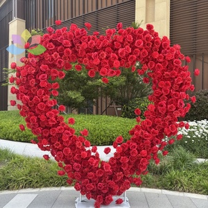 <span class=keywords><strong>SA</strong></span> arc de fleur en forme de coeur rouge épousez-moi coeur de fleur artificielle rose toile de fond en forme d'arche de mariage décor proposition coeur fleur - Product Image 6