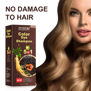 Venta al por mayor 250ml Ginseng sin amoníaco 5 en 1 champú para teñir el cabello permanente tinte para el cabello 5 minutos para colorear 100% que cubre el cabello blanco - Product Image 3