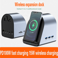 NOUVEAU 11 en 1 Gigabit Network Port Docking Station Type-C Same Screen Mobile Phone Tablet Wireless Charger Expansion Dock