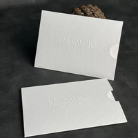 Cartes de vœux de luxe avec enveloppe, papier texturé mat personnalisé, logo en relief, pochette d'enveloppe imprimée pour l'emballage de la marque