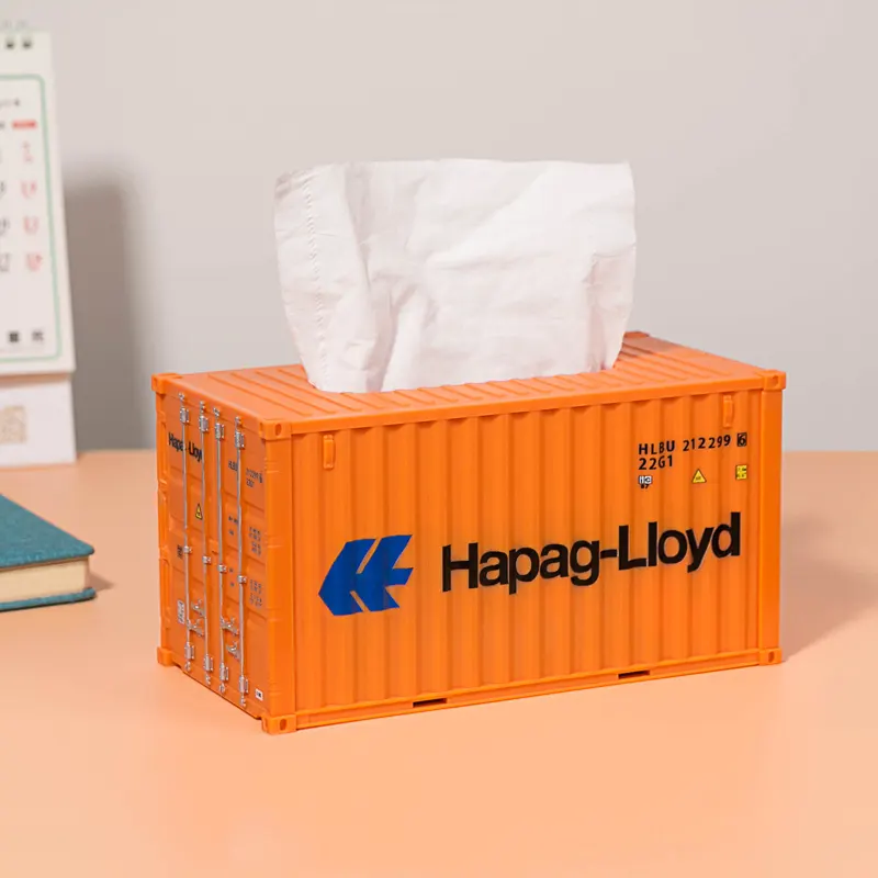 HapagLioyd small custom acrylic tissue paper box plastic square storage shipping container model tissue box