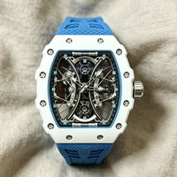 Hochwertige Tourbillon-Design Sportliche Mechanische Uhr für Herren mit 19mm Keramikband und 50m Wasserdichtigkeit