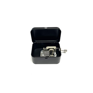 Boîte à musique à manivelle rectangulaire en métal personnalisée, vintage, rotative, recyclable, écologique, boîte cadeau - Product Image 1