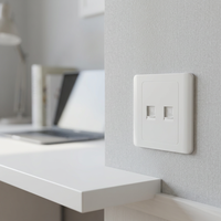 Prise murale pour ordinateur série Yuanjing, double RJ45, 1 port, ignifuge, panneau PC, montage encastré, plaque murale modèle C49, IP22