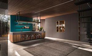 Plan de travail d'îlot de cuisine moderne et minimaliste certifié qualité, style ouvert avec ligne lumineuse - Product Image 3