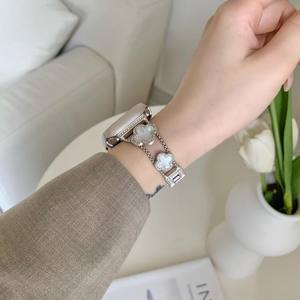 Bracelet de montre de luxe Upro en denim avec chaîne, couleur Starlight métallique, 49 mm, bracelet de remplacement design pour Apple Watch S10 Ultra - Product Image 3