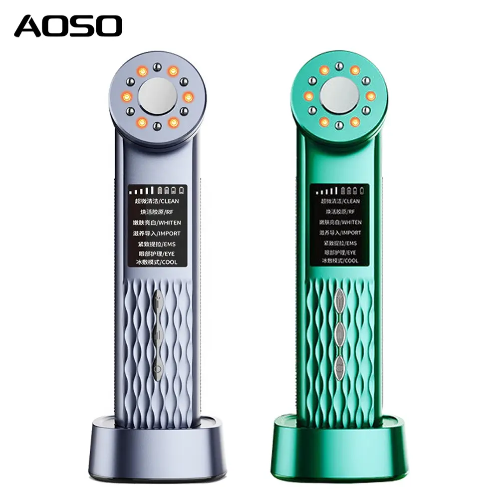 7 trong 1 vẻ đẹp trên khuôn mặt massager rung EMS Microcurrent liệu pháp ánh sáng điện mặt massager với chức năng làm mát