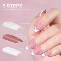 MyBeautyNails - Uñas postizas de gel de cobertura completa con puntas francesas, 9 colores, forma ataúd/almendra, de gel suave, a presión