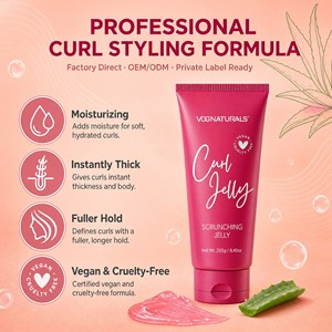 Gel coiffant définissant la gelée pour les boucles des cheveux à tenue forte de marque privée pour les cheveux bouclés ondulés 2a-4c-solution pour les frisottis - Product Image 2