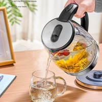 Bouilloire Électrique en Verre 1,8 L, Ébullition Rapide, Sans Fil, Arrêt Automatique, Protection Anti-Ébullition à Sec, Maintien au Chaud pour Thé/Café, Utilisation Extérieure