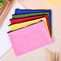 Dompet Kanvas Katun Murni Minimalis dengan Resleting, Dompet Koin Kanvas Kecil Portabel untuk Wanita dan Remaja Putri