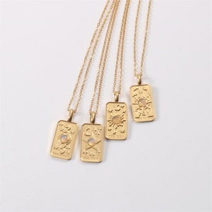 Trendy Hot Products 18k Gold Plated Stainless Steel Square Zircon Crystal Pendant <b>Necklace</b> Link for Women Wedding Daily Wear - Product Image 3