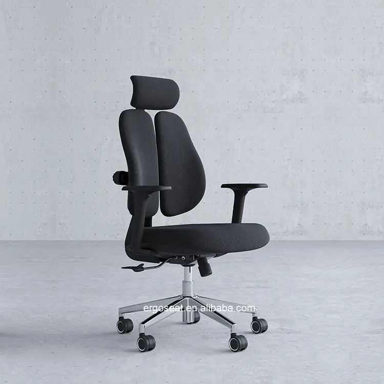 Black frame office chair recliner chair with double waist design for spine Ergonomic chair