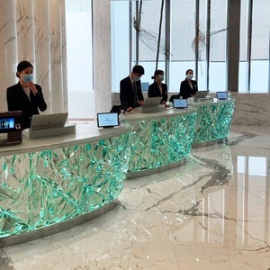 Mostrador de Recepción de Hotel de Diseño Artístico de Fibra de Vidrio Transparente de Alta Gama, Origen Guangdong, Mostrador de Bienvenida para Empresas, Mostrador de Consultas - Product Image 1