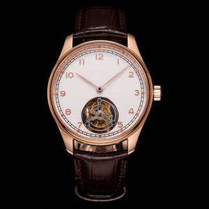 Reloj Cronógrafo Automático Deportivo para Hombre, Esfera Dorada, Detalles para Hombre Maduro, Función de Día y Fecha, Correa de Cuero, Resistente al Agua - Product Image 1