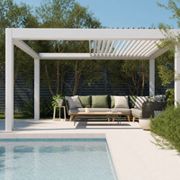 Pergola motorisée en aluminium pliable Greenawn, pergola de luxe pour l'extérieur, imperméable, toit rétractable à lamelles