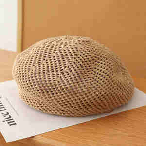 Chapeau en <span class=keywords><strong>crochet</strong></span> pour femmes Chapeaux béret de peintre élégants, creux et respirants - Product Image 4