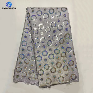 Tela de Encaje de Organza de Poliéster 100% Ecológica con Lentejuelas Africanas y Bordado Francés en Muchos Colores, 5 Yardas, para <span class=keywords><strong>Zapatos</strong></span> y Bolsos - Product Image 3