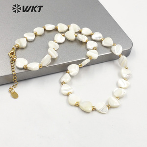WT-JN191 Women <strong>Pure</strong> Holy White Shell Heart Necklace Lovely Hand Strand Beads Shell Necklace 16 Inch Long <strong>Lover</strong> Wedding Necklace - Product Image 4