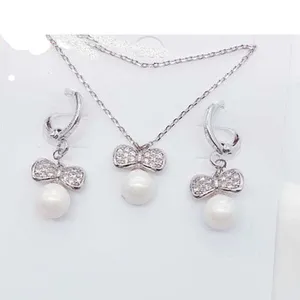 good quality Pearl necklace earring set 18K gold plated anklet for women