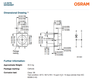 Meilleur prix pour les LED OSRAMs Discrete 2.2V 4-PLCC LS E67B-T2V1-1-1 Rouge 633nm SMD Chip Dimmable avec garantie de 3 ans - Product Image 6
