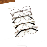 Monture optique fine en métal œil de chat pour femme, branches en acétate multicolores, anti-lumière bleue, lunettes de vue pour myopie