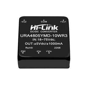 Hi-Link 1A แปลงไฟฟ้าบ้านอัจฉริยะ10W 48V ถึง5V DC แบบแยกได้ประสิทธิภาพ91% โมดูล URA4805YMD-10WR3แหล่งจ่ายไฟแบบแยก