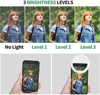 Huizon Selfie LED Ring Light Phone RGB, température de couleur réglable (3500-6500K), mini, portable, rechargeable par USB, photographie